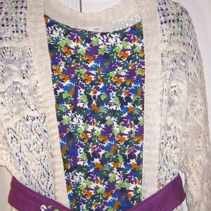 Hand-Made Floral Tunic with Faux Suede Accent Belt